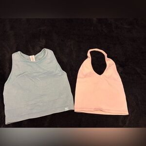 Ribbed Halter top & Long Sports Bra